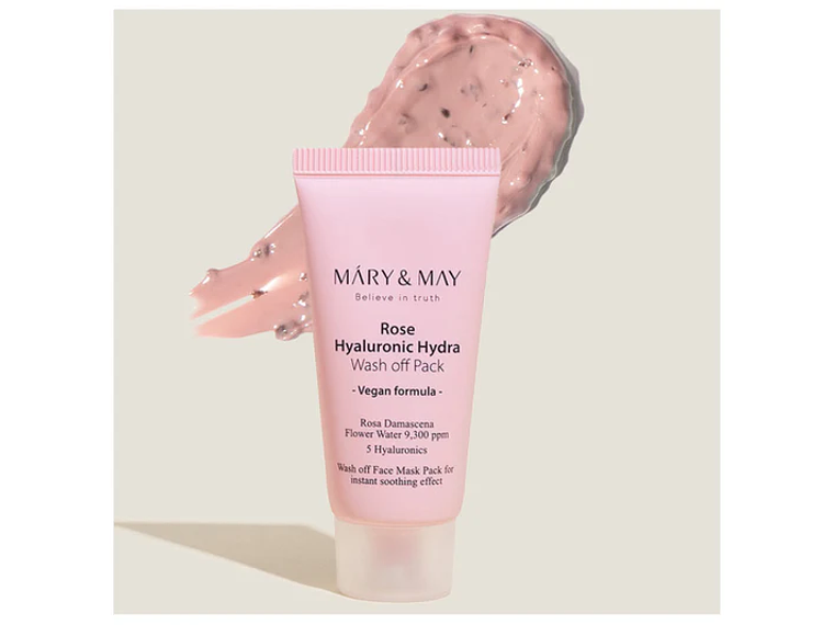 MARY & MAY | Rose + Hyaluronic Wash Off Pack – Mascarilla Hidratante - 30GR 1