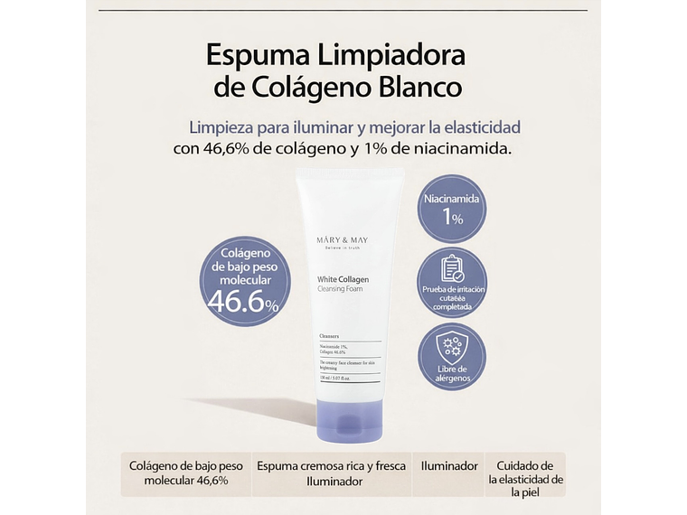 MARY&MAY | White Collagen – Jabón Facial – 150ml 3