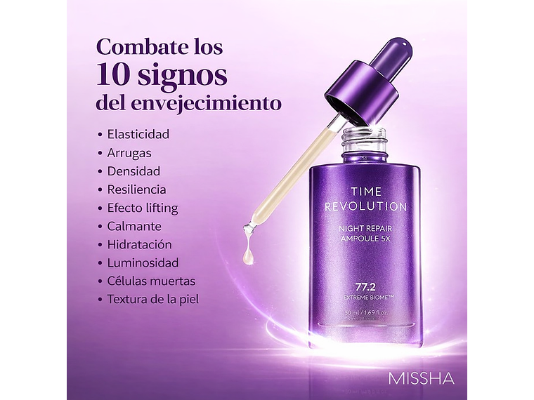 MISSHA | Ampolla Facial Reparadora Nocturna Time Revolution Night Repair 5X – 50 ml 3