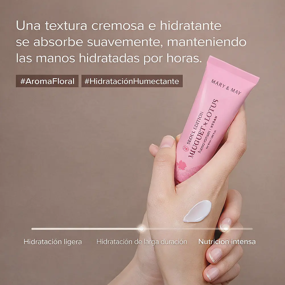 MARY & MAY Muguet & Lotus Hand Cream 50ml | Crema de manos hidratante y suavizante 3