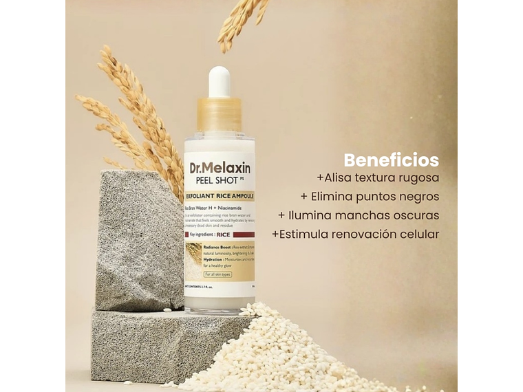 DR.MELAXIN | Peel Shot Exfoliating White Rice Ampoule – Ampolla Exfoliante Iluminadora de Arroz Blanco – 80 ml 3