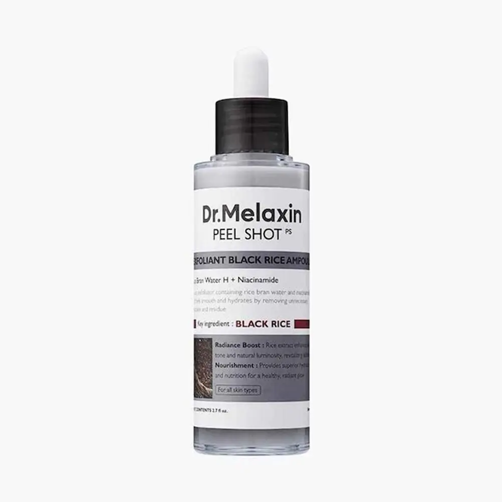 DR. MELAXIN Peel Shot Exfoliating Black Rice Ampoule 80ml | Ampolla exfoliante de arroz negro 1