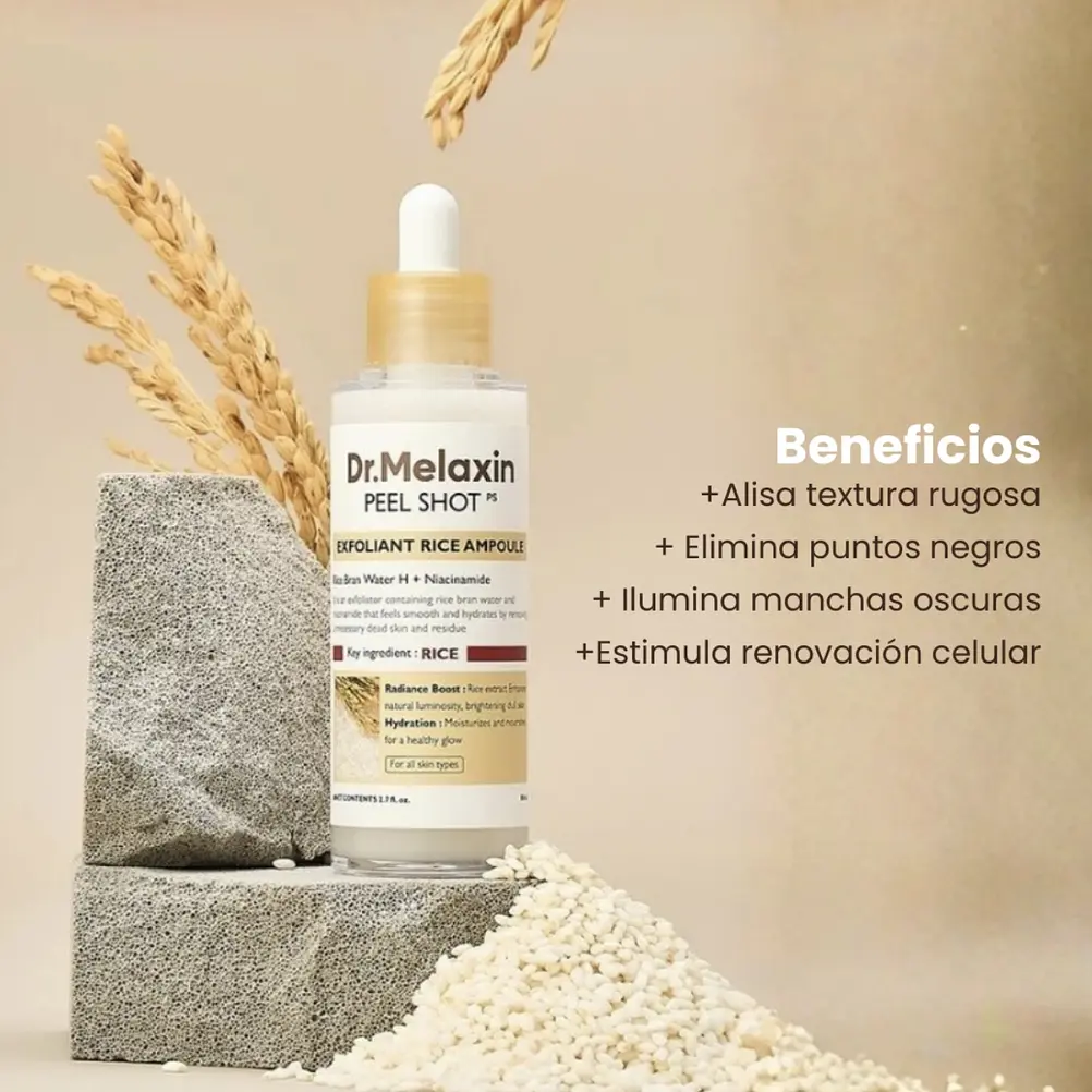 DR. MELAXIN Peel Shot Exfoliating White Rice Ampoule 80ml | Ampolla exfoliante iluminadora de arroz blanco 3
