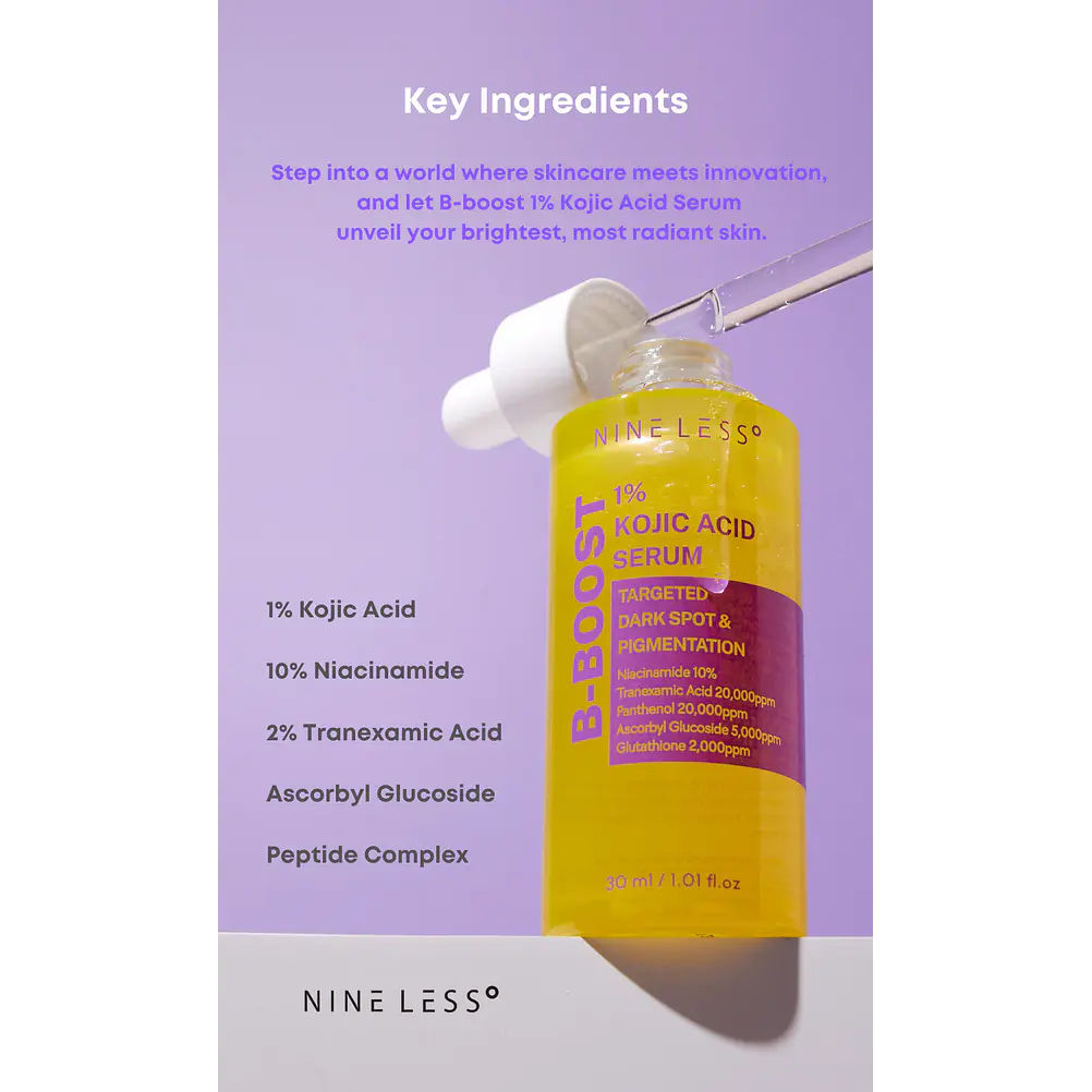 NINELESS | B-BOOST 1% Kojic Acid Serum - Despigmentante Intensivo - 30 ml  3