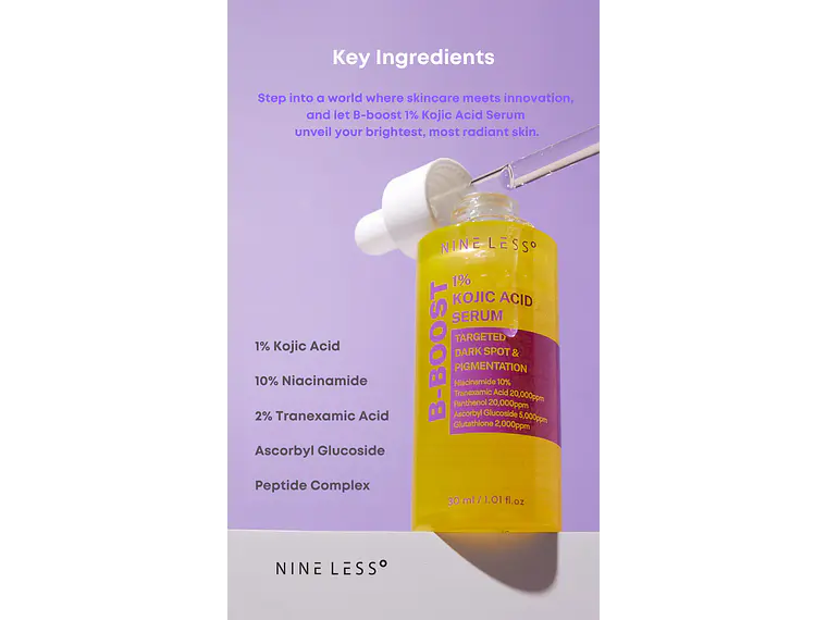 NINELESS | B-BOOST 1% Kojic Acid Serum - Despigmentante Intensivo - 30 ml  3