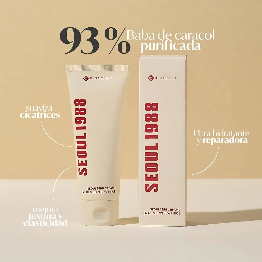 K-SECRET | SEOUL 1988 Cream: Snail Mucin 93% + Rice – Crema Facial Hidratante - 100 ml 3