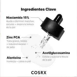COSRX | The Niacinamide 15 Serum 20ml - Sérum Facial Poros, Sebo y Marcas de Acné