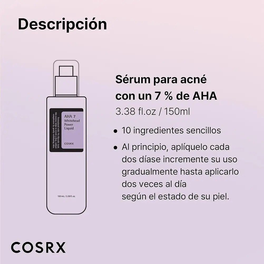 AHA 7 Whitehead Power Liquid (COSRX) - 100ml Esencia Exfoliante anti imperfecciones 2