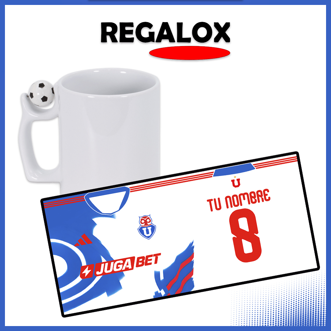 Taza U de Chile tipo camiseta 2026 blanca personalizada 1