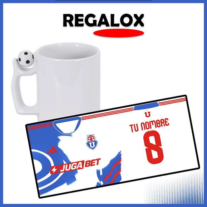 Taza U de Chile tipo camiseta 2026 blanca personalizada 1