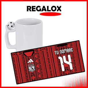 Taza mango pelota Colo Colo mapuche tipo camiseta 2026 personalizada nombre y numero
