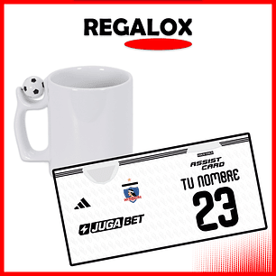 Taza Colo Colo tipo camiseta 2026 blanca personalizada nombre y numero