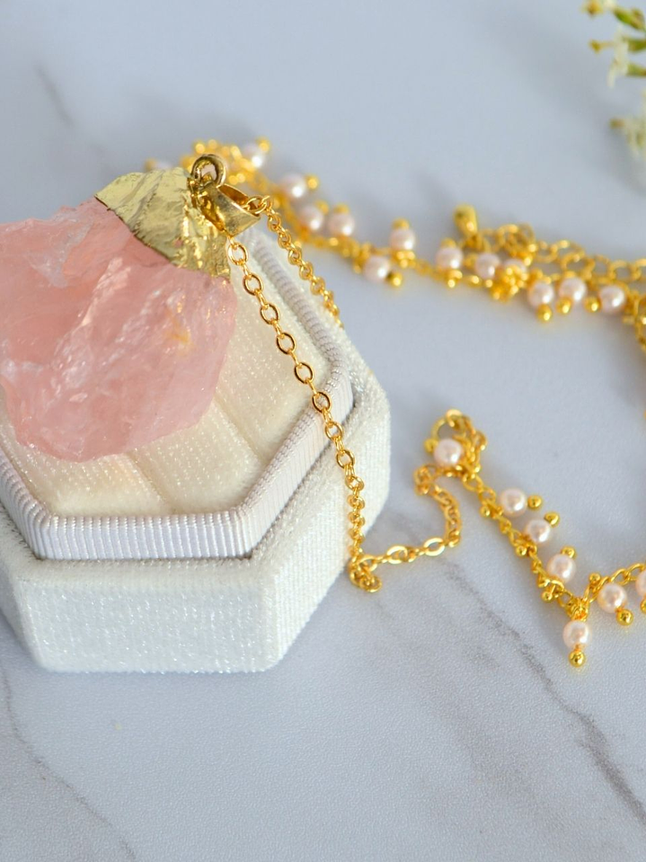 collar cuarzo rosa natural 1
