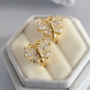 aros mariposa cristal