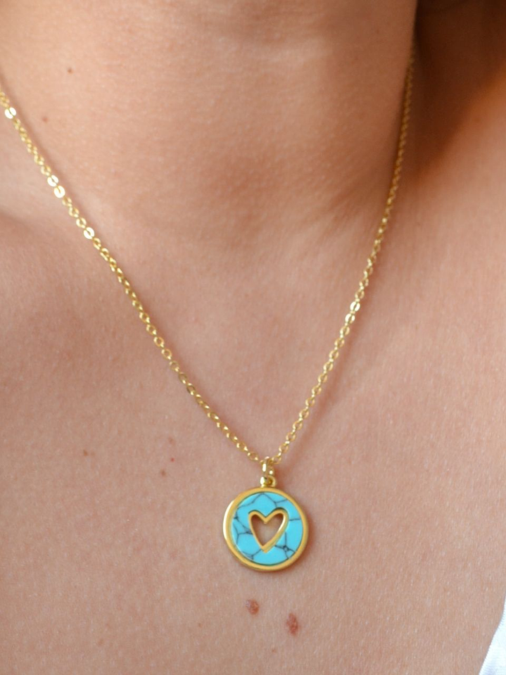Medallita corazón Turquesa 2