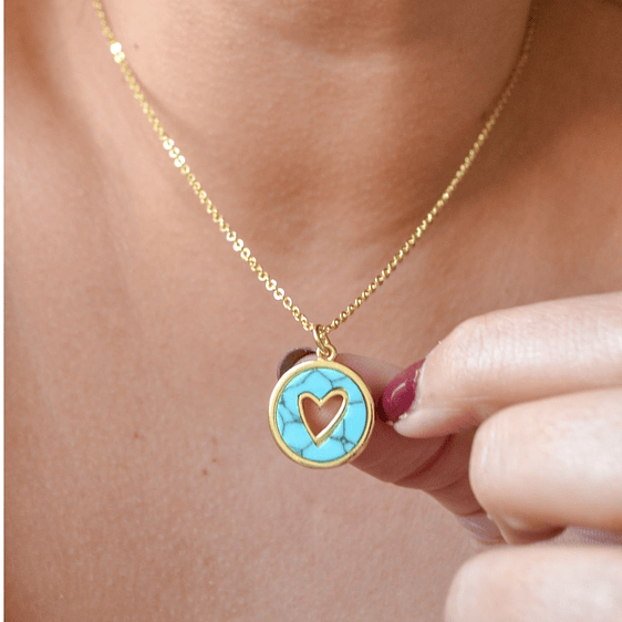 Medallita corazón Turquesa 1