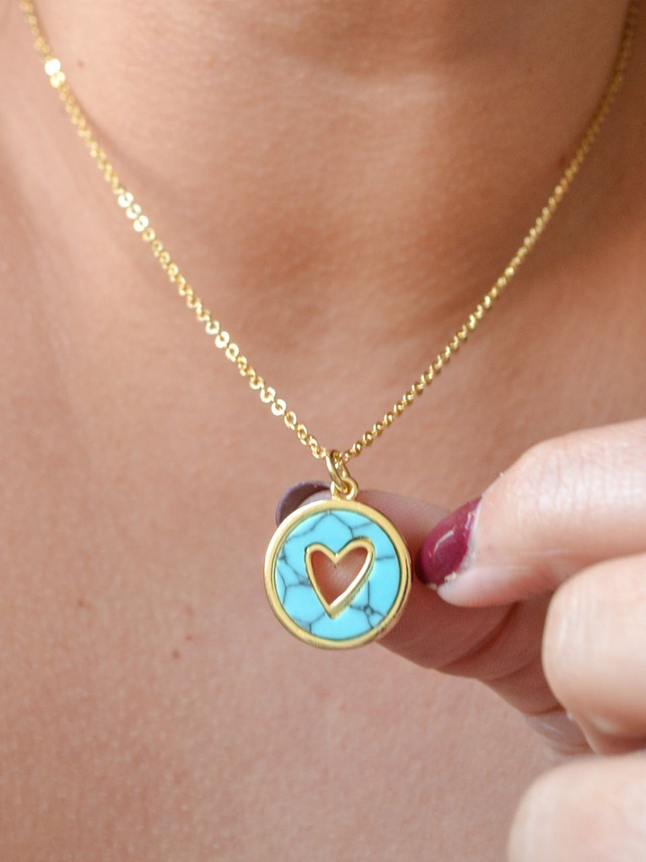 Medallita corazón Turquesa 1