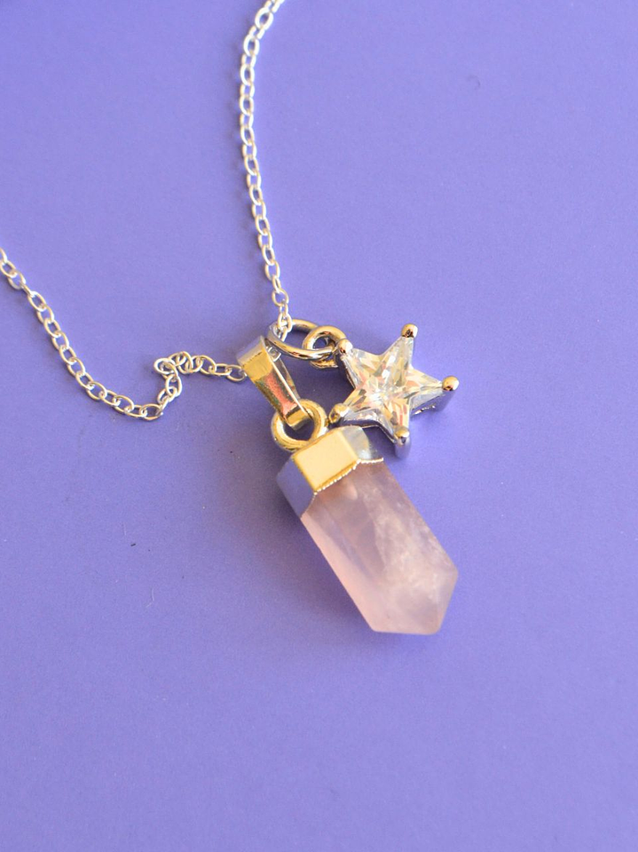 Punta cuarzo Rosa y estrella 1