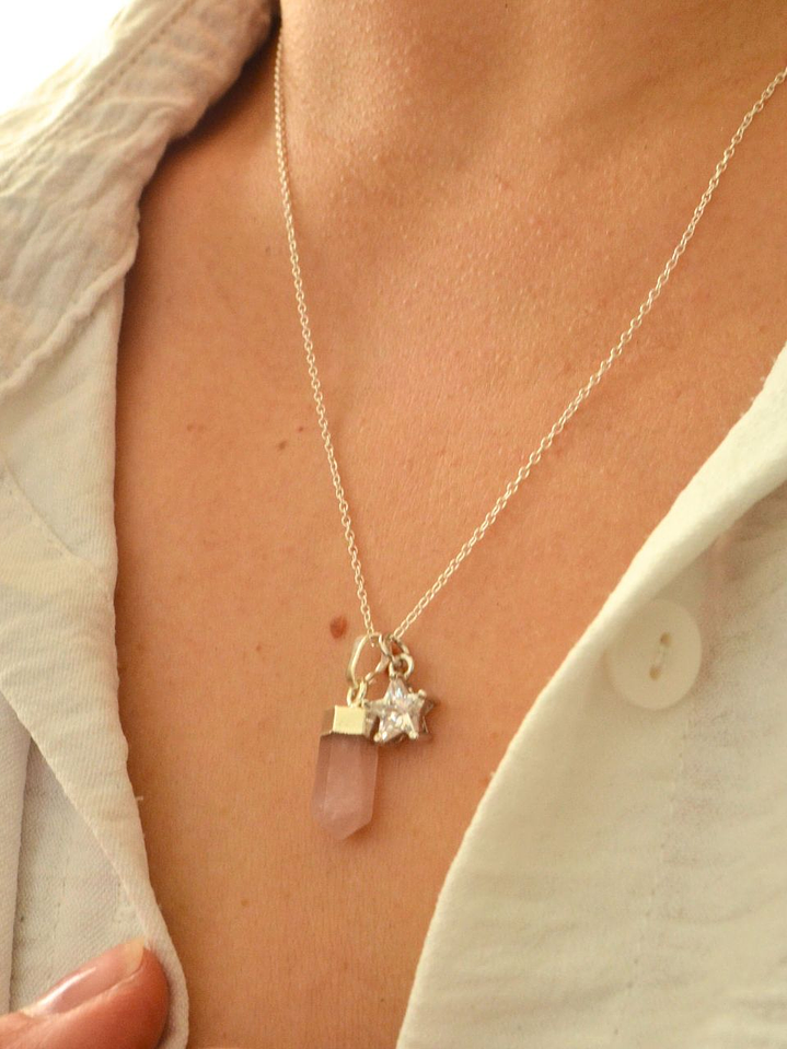 Punta cuarzo Rosa y estrella 2