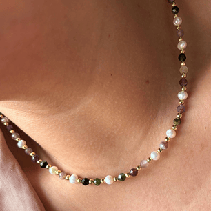 Collar Turmalinas y perlitas