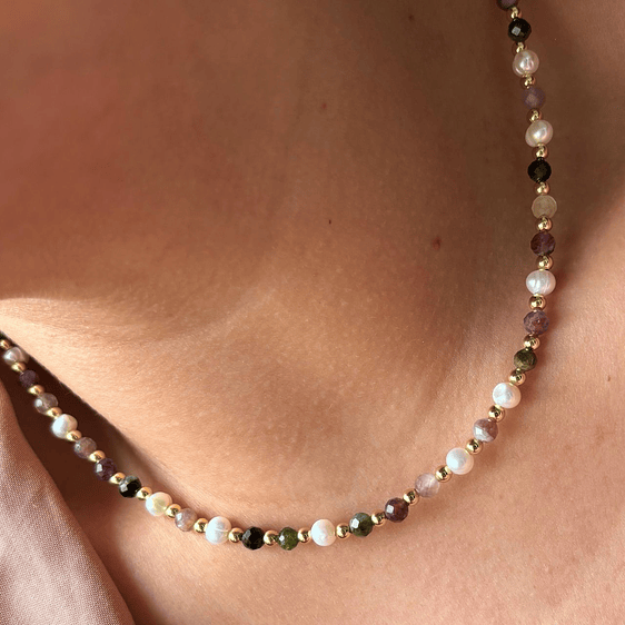 Collar Turmalinas y perlitas 1