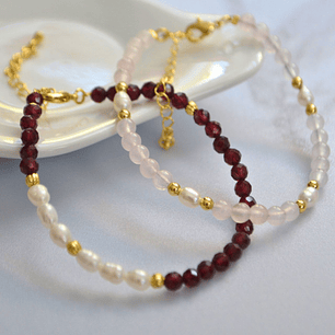 Pulsera Granate y perlitas