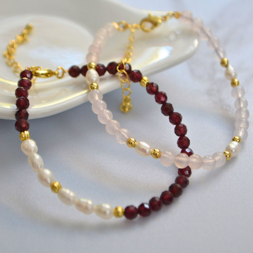 Pulsera Granate y perlitas 2