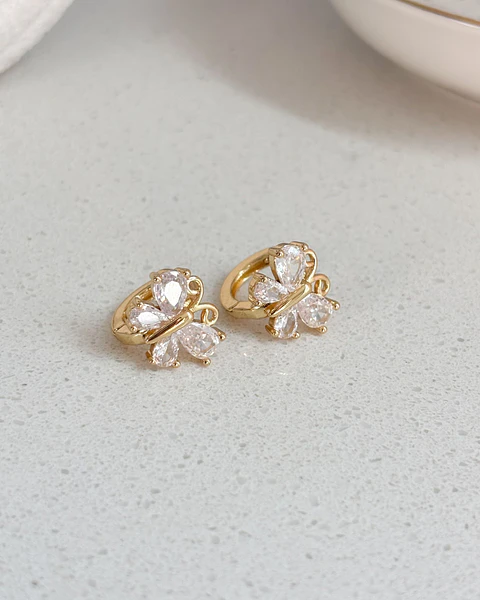 aros mariposa cristal