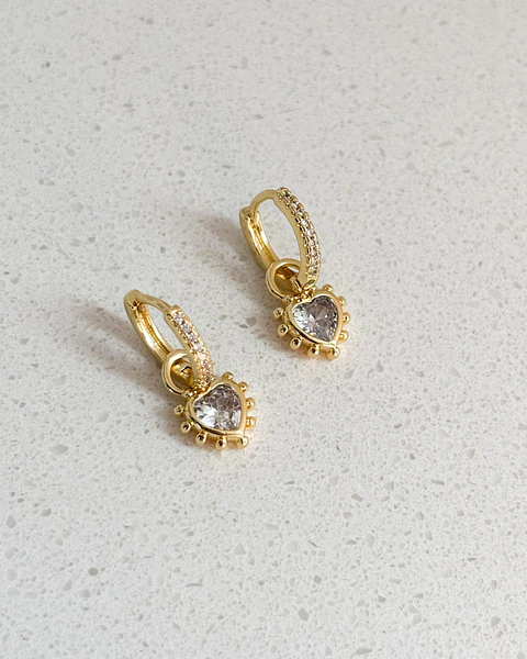 aros corazón cristal