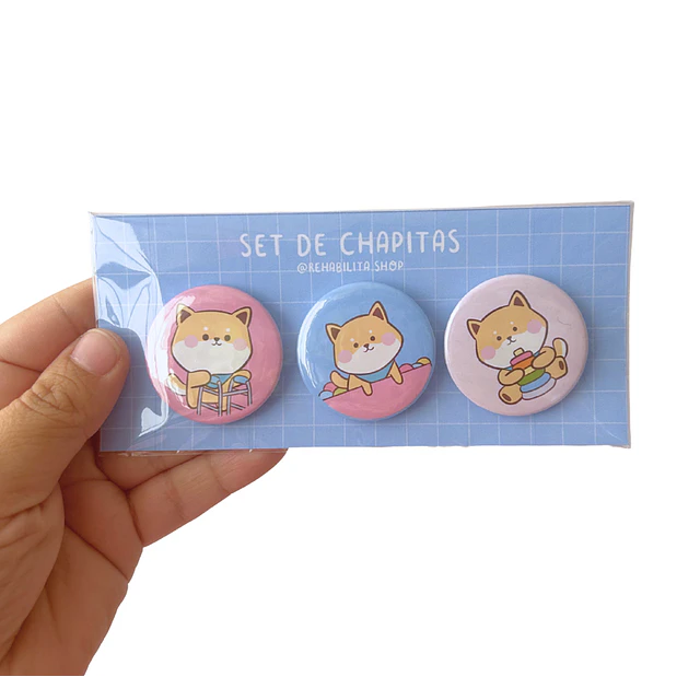 Shiba Terapeuta - Set de Chapitas