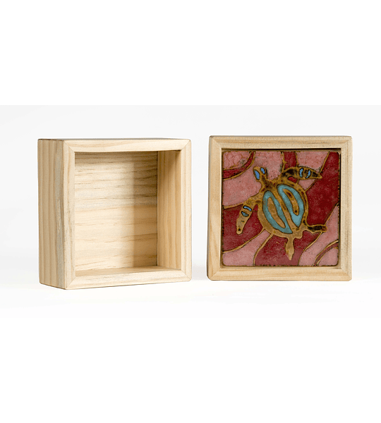 Caja de Madera con Tapa de Cobre Esmaltado