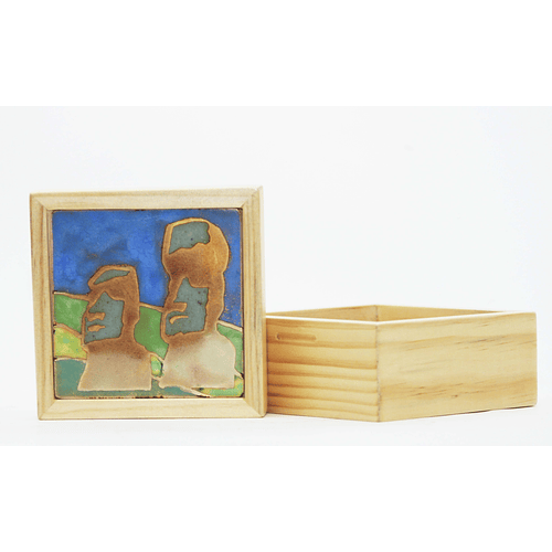 Caja de Madera con Tapa de Cobre Esmaltado