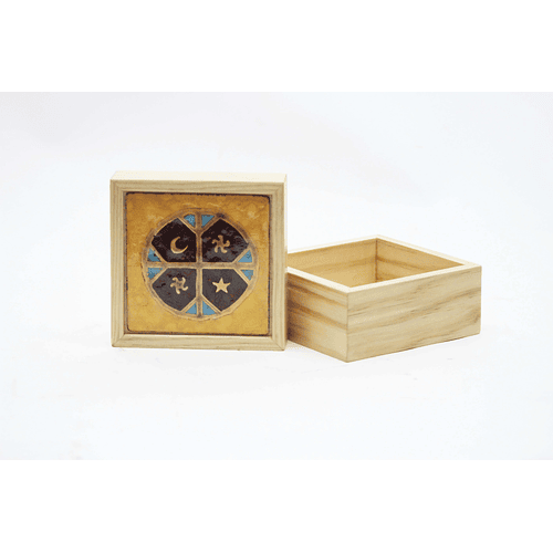 Caja de Madera con Tapa de Cobre Esmaltado