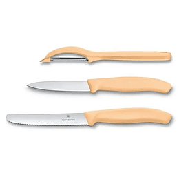 Juego de cuchillos para verdura con pelador universal Swiss Classic Trend Colors, 3 piezas