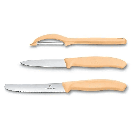 Juego de cuchillos para verdura con pelador universal Swiss Classic Trend Colors, 3 piezas