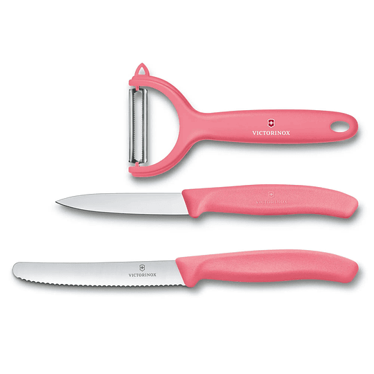 Juego de cuchillos para verdura y pelador para jitomate y kiwi Swiss Classic Trend Colors, 3 piezas