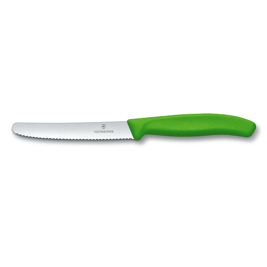  Victorinox Cuchillo de mesa y cuchillo para tomates Swiss Classic. color Verde. Hoja 11 cm. - Victorinox