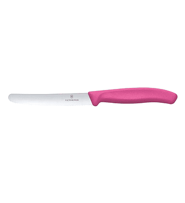 Cuchillo de mesa y cuchillo para tomates Swiss Classic. color Rosado. Hoja 11 cm. - Victorinox