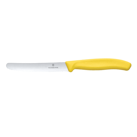 Cuchillo de mesa y cuchillo para tomates Swiss Classic. color Amarillo. Hoja 11 cm. Victorinox