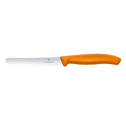 Cuchillo de mesa y cuchillo para tomates Swiss Classic. color Naranjo. Hoja 11 cm. - Victorinox