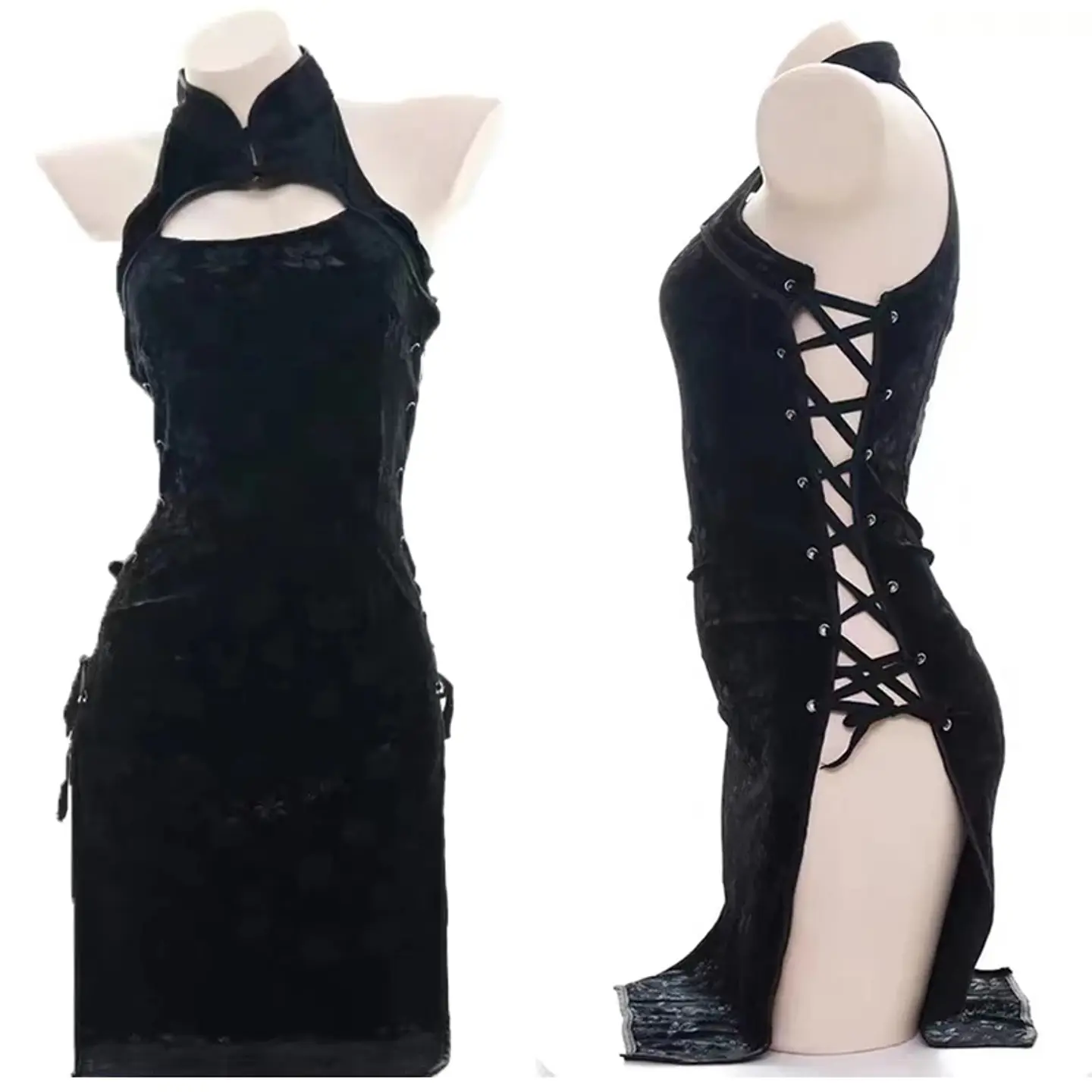 Qipao Velvet Negro 4