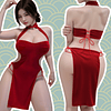  Qipao Cheongsam Velvet Rojo