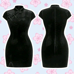 Vestido Qipao Velvet Negro