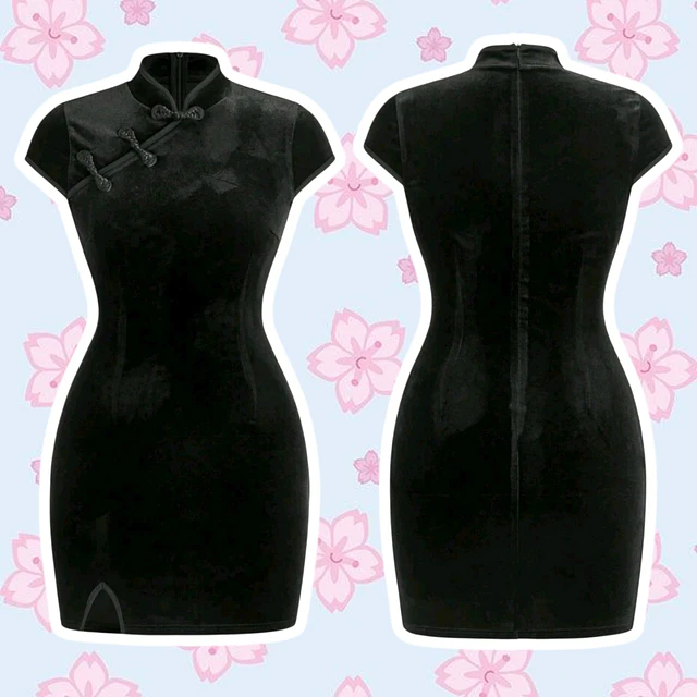 Vestido Qipao Velvet Negro