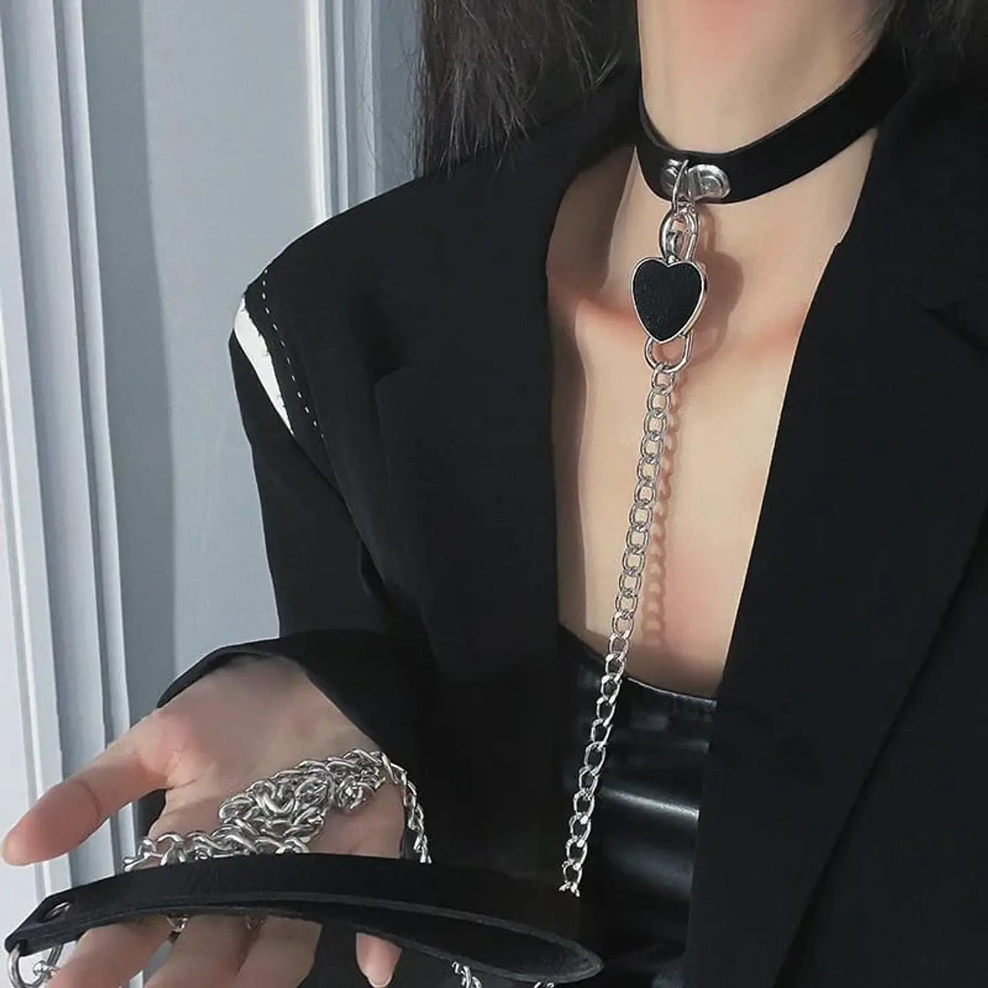 Choker con Cadenas Negro 4