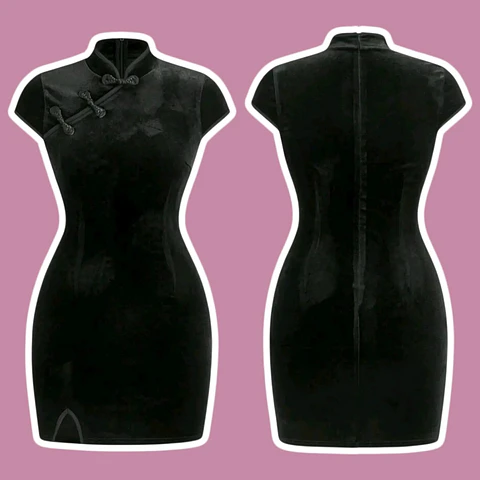 Vestido Qipao Velvet Negro