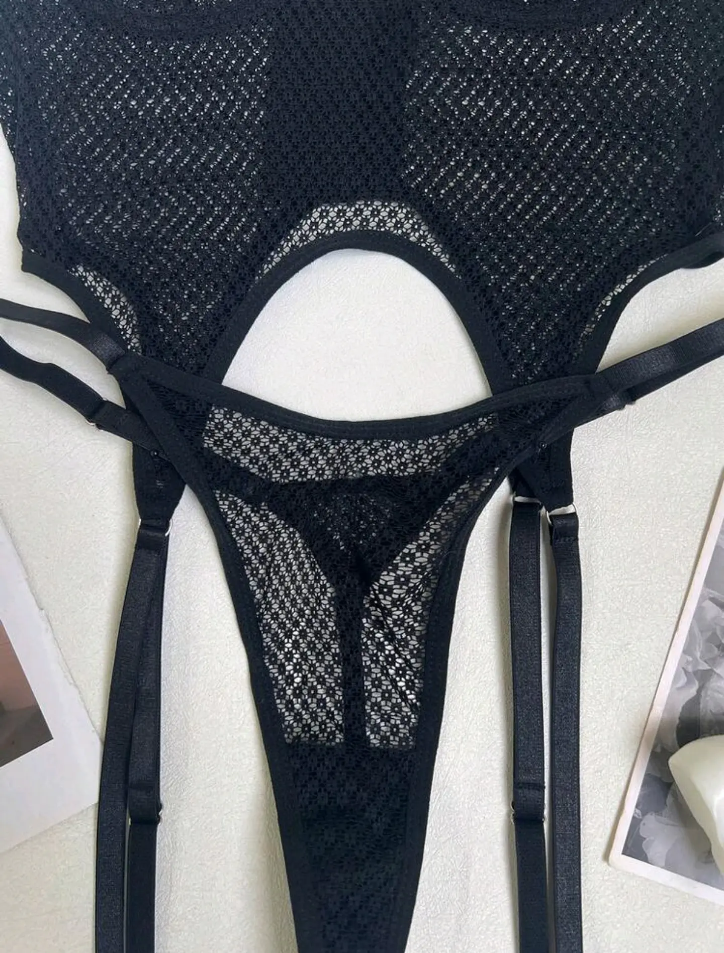 Lencería Body Malla Negro 4