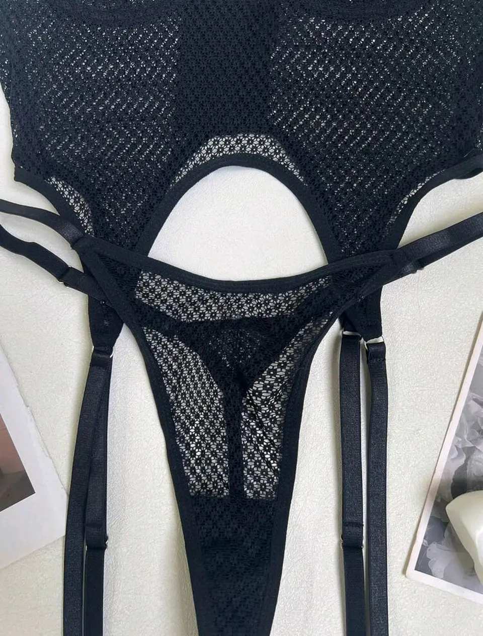 Lencería Body Malla Negro 4