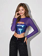 Polera Asimétrica Lila Metalizada - Miniatura 2
