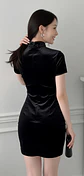 Vestido Qipao Velvet Negro - Miniatura 4
